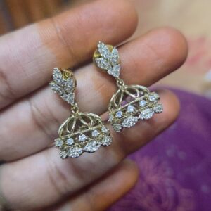 Elegant AD Stone Jhumka Earrings – Premium Gold Finish Traditional Party Wear Earrings