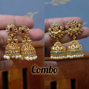 Matt Polish Jumkha Combo for Women | Traditional Earrings