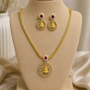 Gold Plated Lakshmi Necklace Set