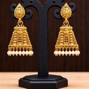 Matt Finish Gopuram Jhumka Earrings