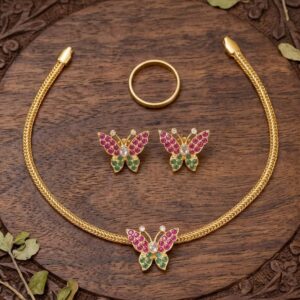 Butterfly Design Gold-Plated Necklace Set