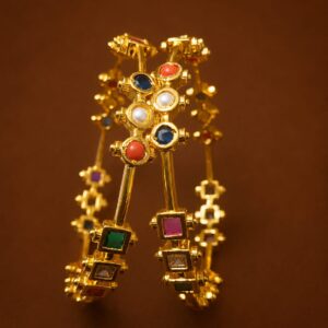 Multicolor Stone Gold Polish Bangles