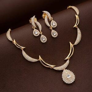 Premium AD Stone Designer Necklace Set with Matching Earrings