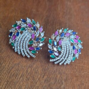 Multicolor CZ Stone Designer Stud Earrings