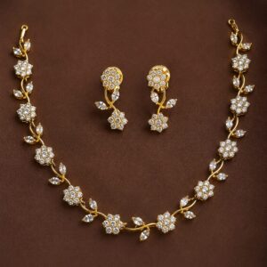 Floral AD Necklace Set with Matching Earrings