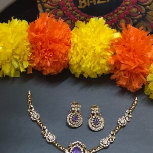 Purple Stone Traditional Necklace Set