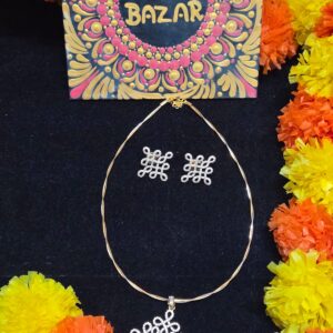 White Stone Designer Pendant Necklace Set with Earrings