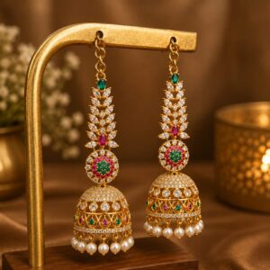 Traditional Multicolor Stone Jhumka Earrings