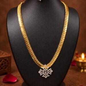 Gold Plated Coin Haram Set with CZ Floral Pendant
