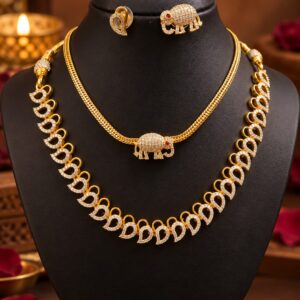 Elephant Design AD Necklace Set